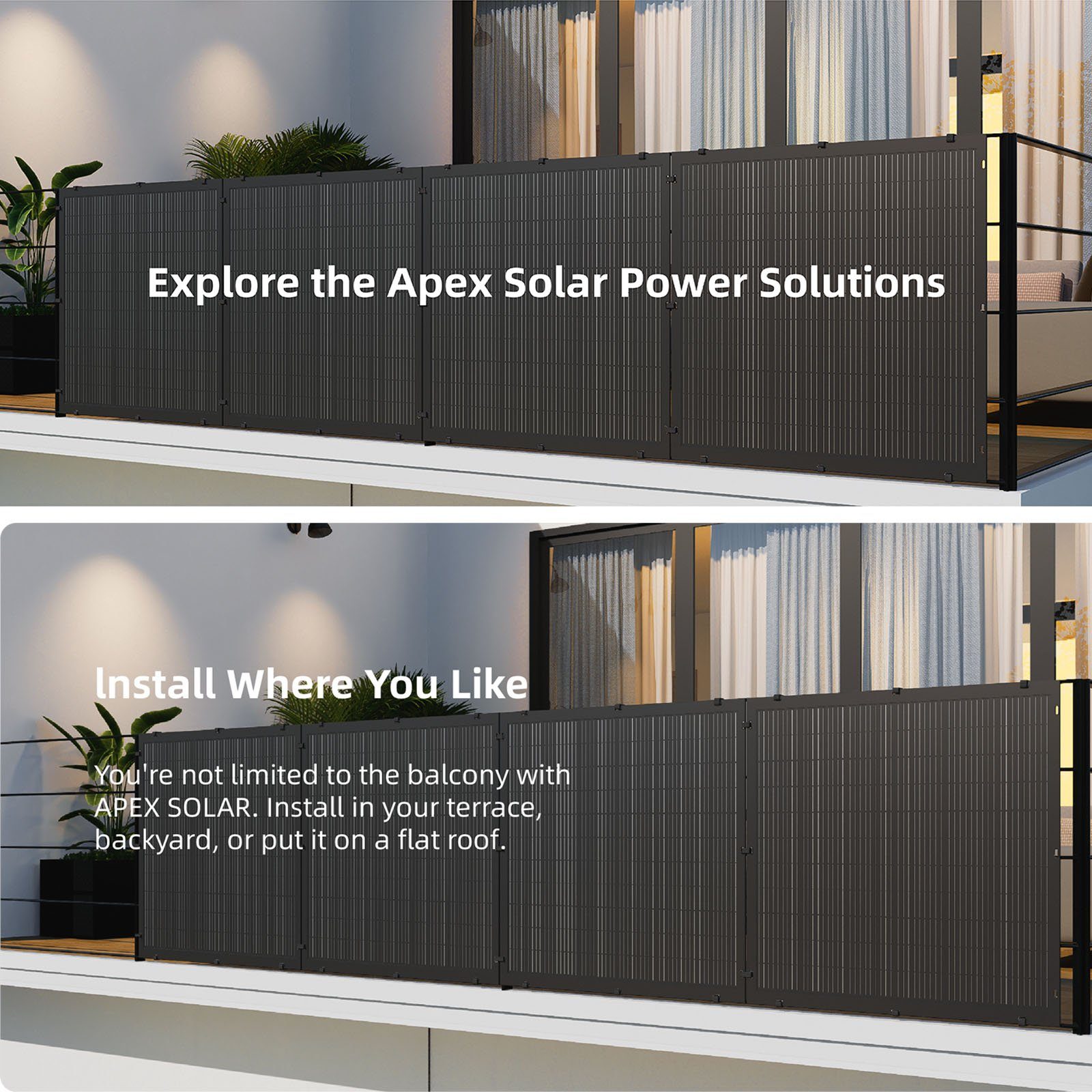 APEX Solar Solaranlage Balkon Solar-Stromerzeugermodul, (800W Mikro-Wechselrichter + 1000W flexibles Solarmodul)