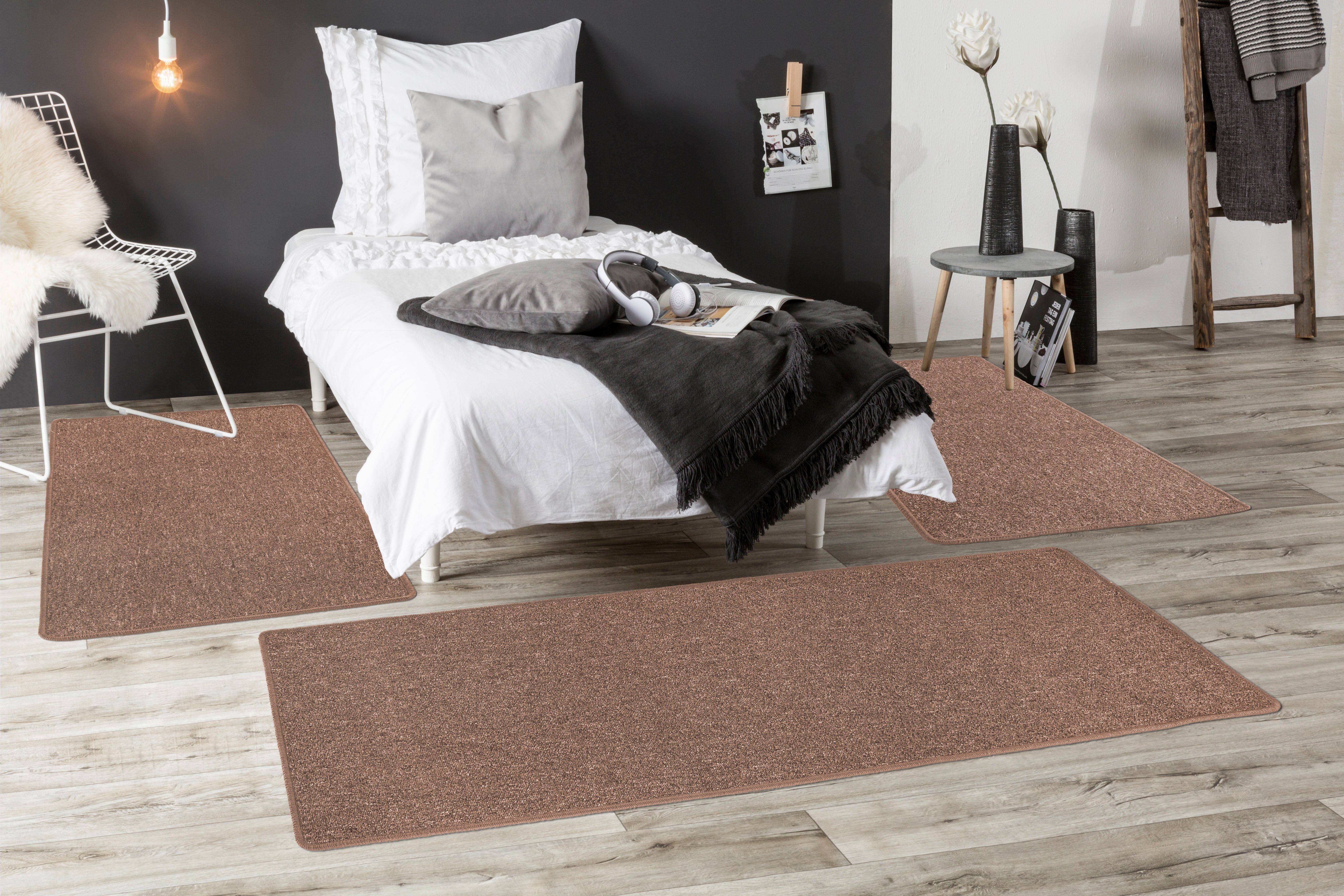 Bettumrandung Luton Andiamo, Höhe 5 mm, (3-tlg), Bettvorleger, Läufer-Set für das Schlafzimmer, melierte Optik