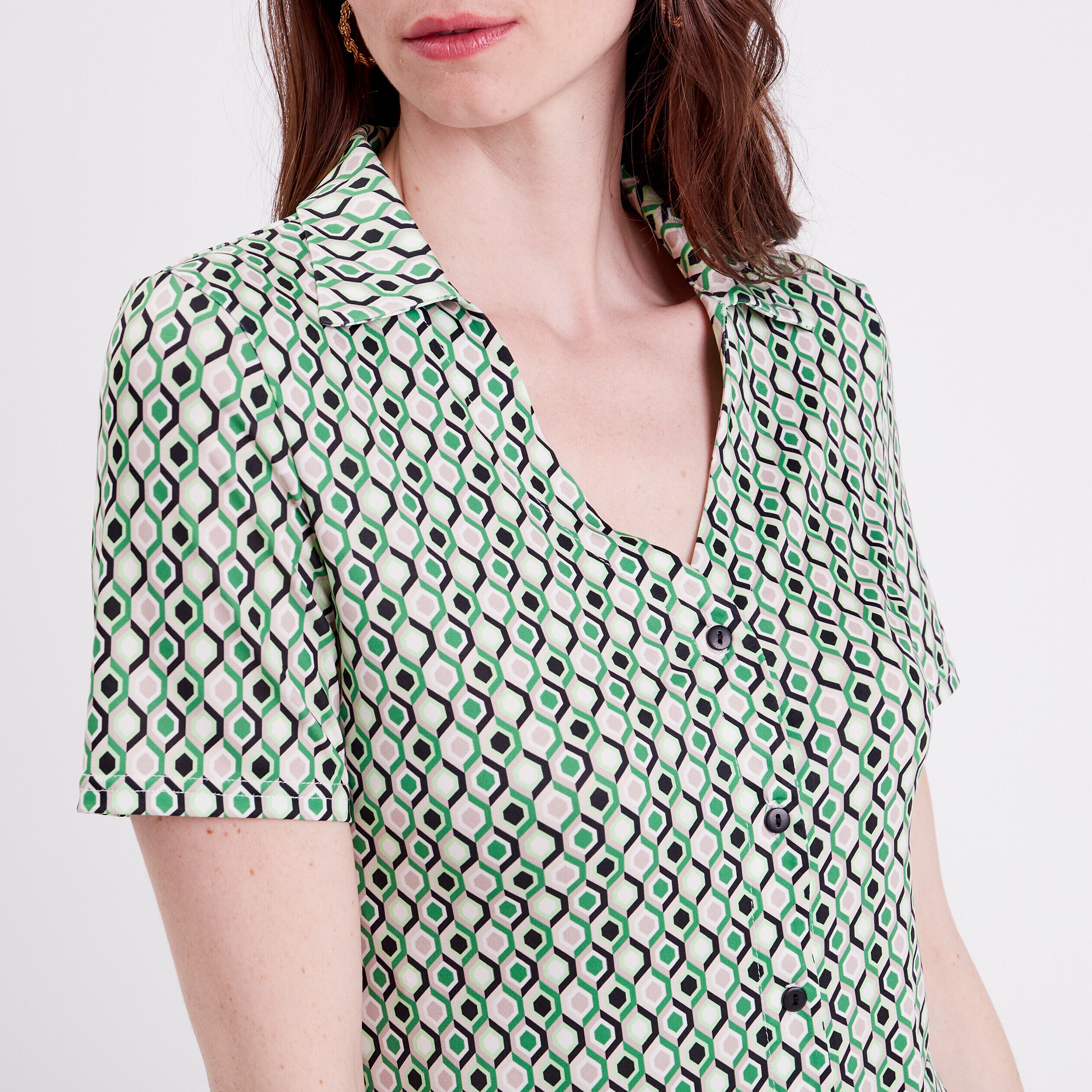 Chemise manches courtes creme femme | Cache Cache