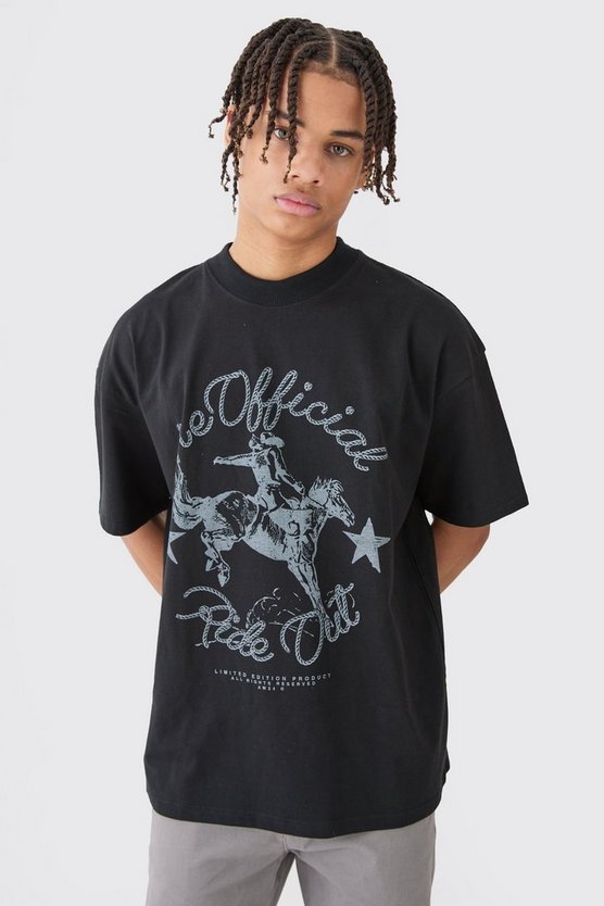Oversize T-Shirt mit Rodeo-Print