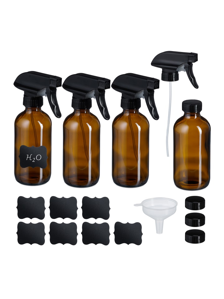 relaxdays 4 x Sprühflasche in Braun/ Schwarz - 250 ml günstig kaufen onesize