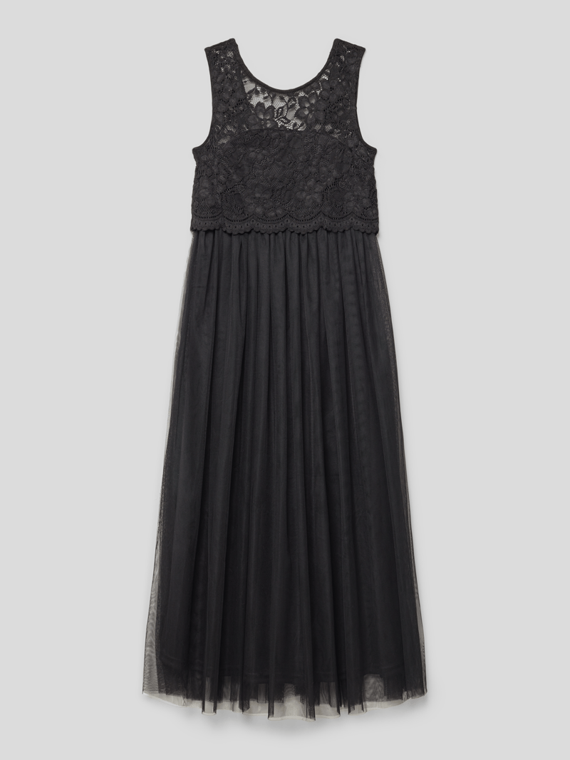 Kleid mit Spitzenbesatz in schwarz