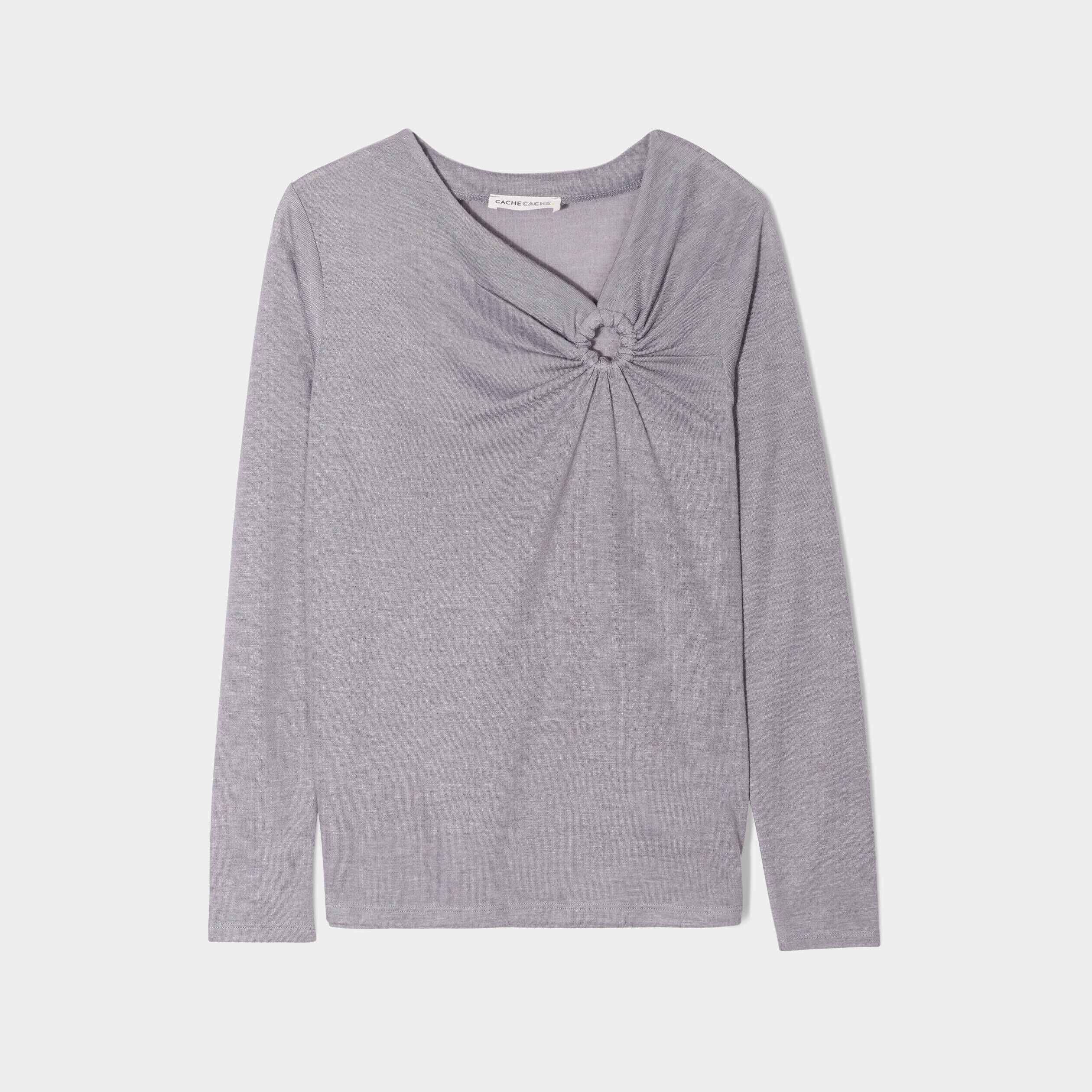 T-shirt manches longues anneau gris clair femme | Cache Cache