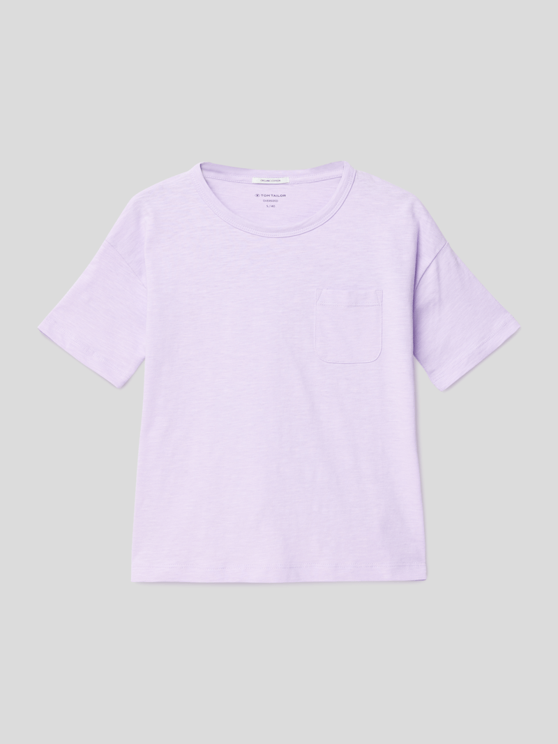 T-Shirt mit Brusttasche in flieder