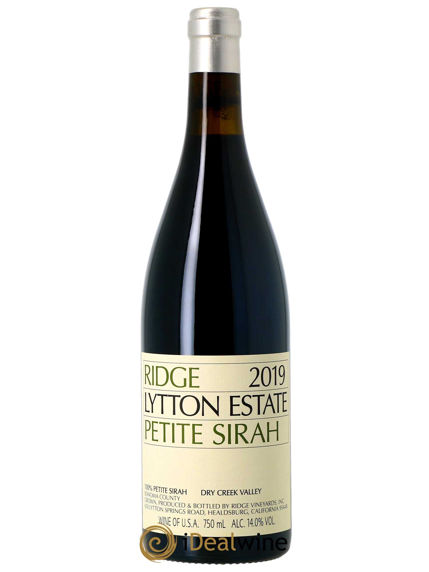 Dry Creek Valley Lytton Estate Petite Sirah Ridge Vineyards  2019 - Lot de 1 Bouteille