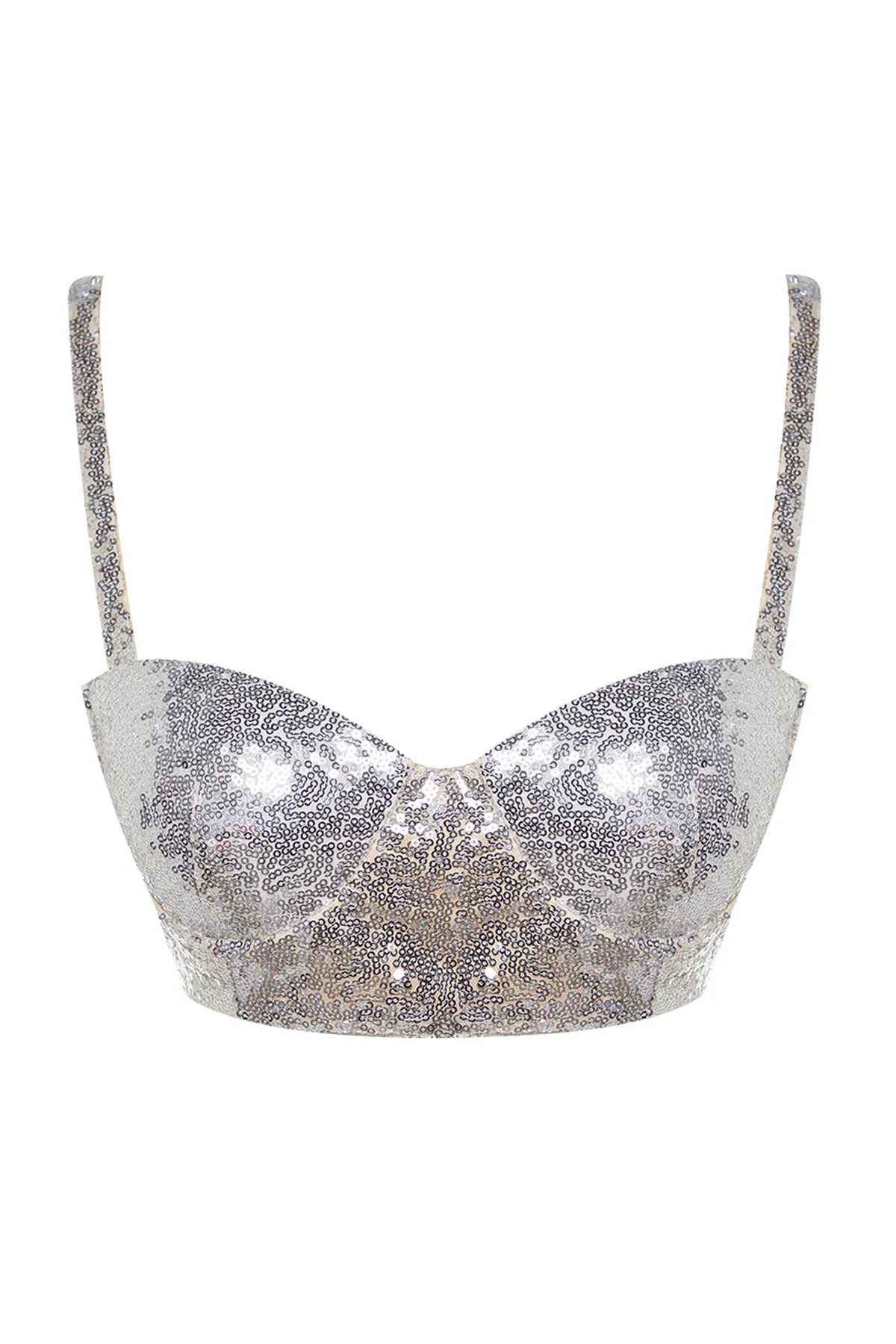 Trendyol Collection  Silbernes Crop-Bustier mit Pailletten TPRAW24BS00010