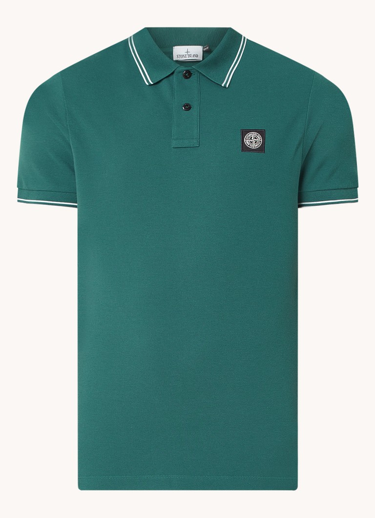 Stone Island 2SC18 pieguļošs polo krekls no organiskas pikē kokvilnas ar logotipu