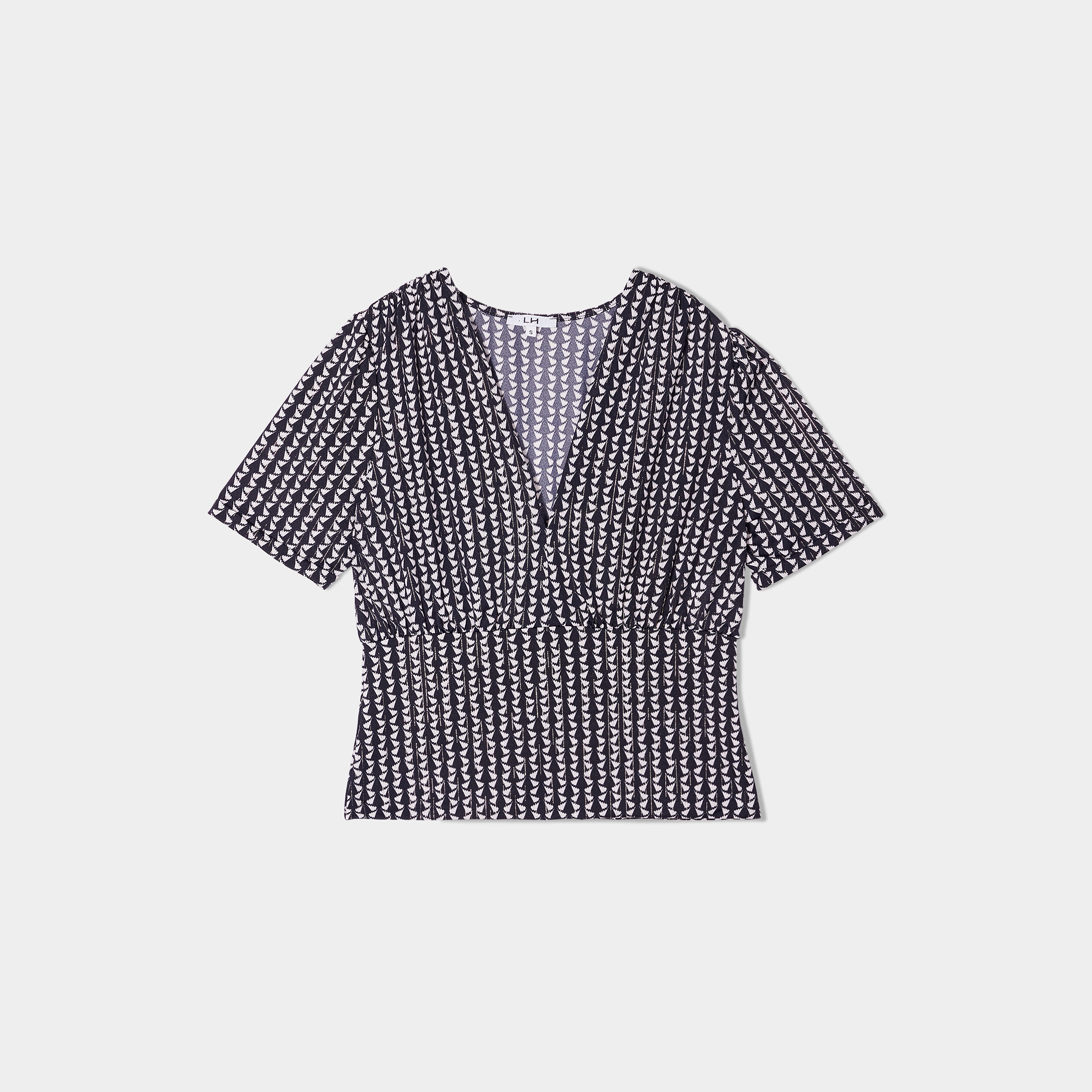 T-shirt col v avec manches courtes bleu foncé femme | La Halle