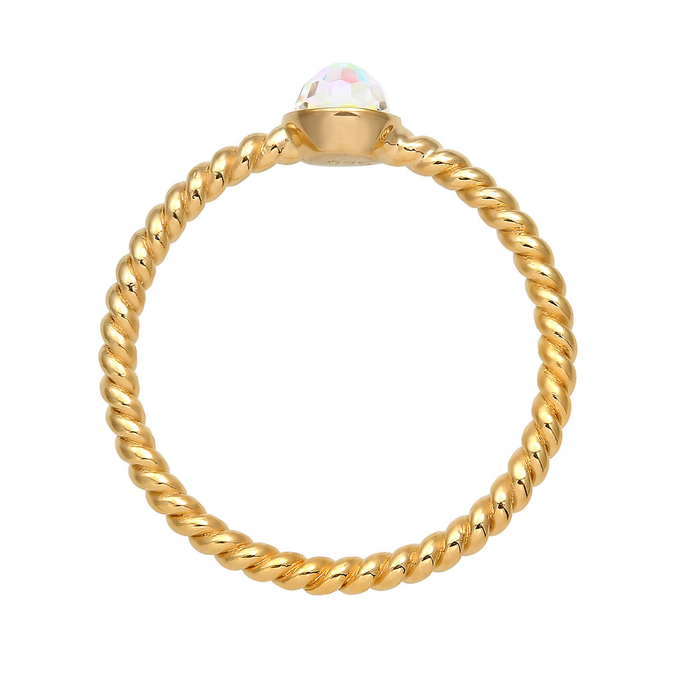Elli Elli Bague Femmes Solitaire Twisted avec cristaux en argent sterling 925 plaqué o Bague