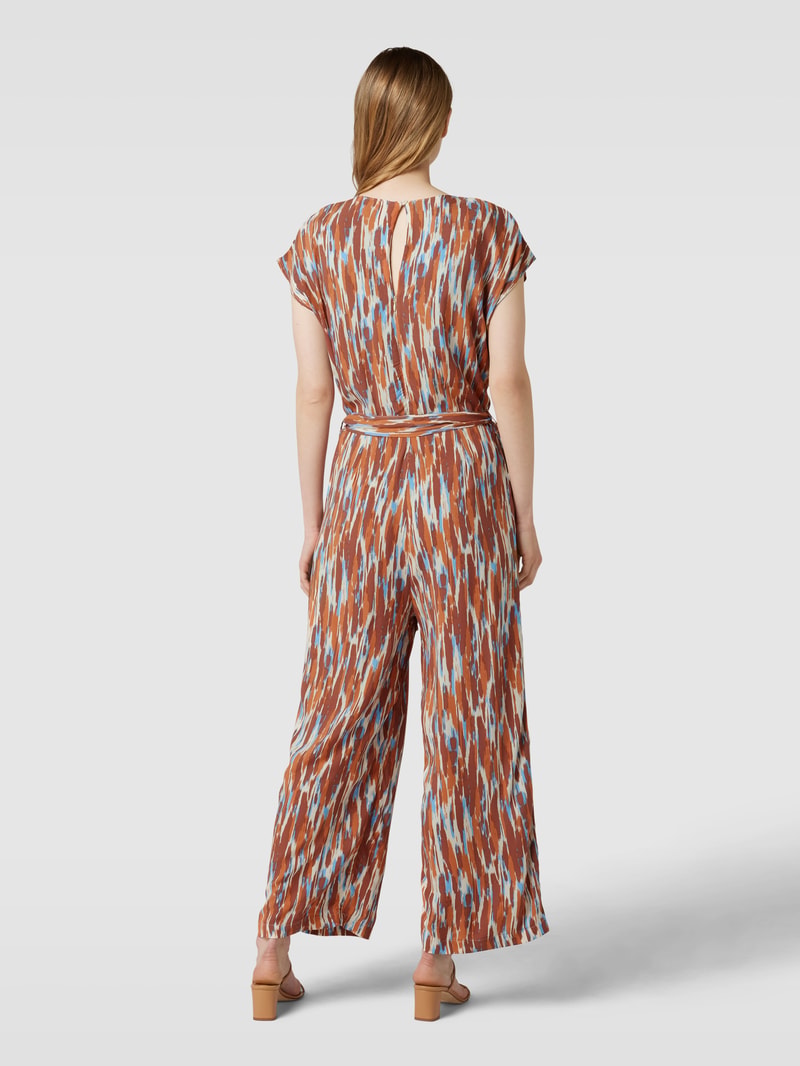Jumpsuit aus reiner Viskose mit Animal-Print Modell 'Joella' in rostrot