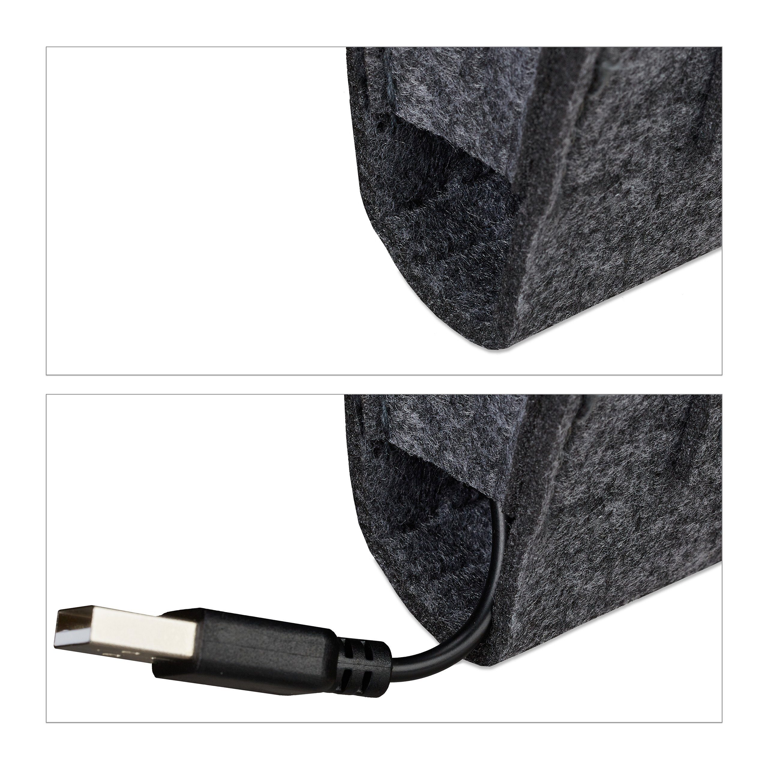 relaxdays Betttasche Betttasche aus Filz, Dunkelgrau