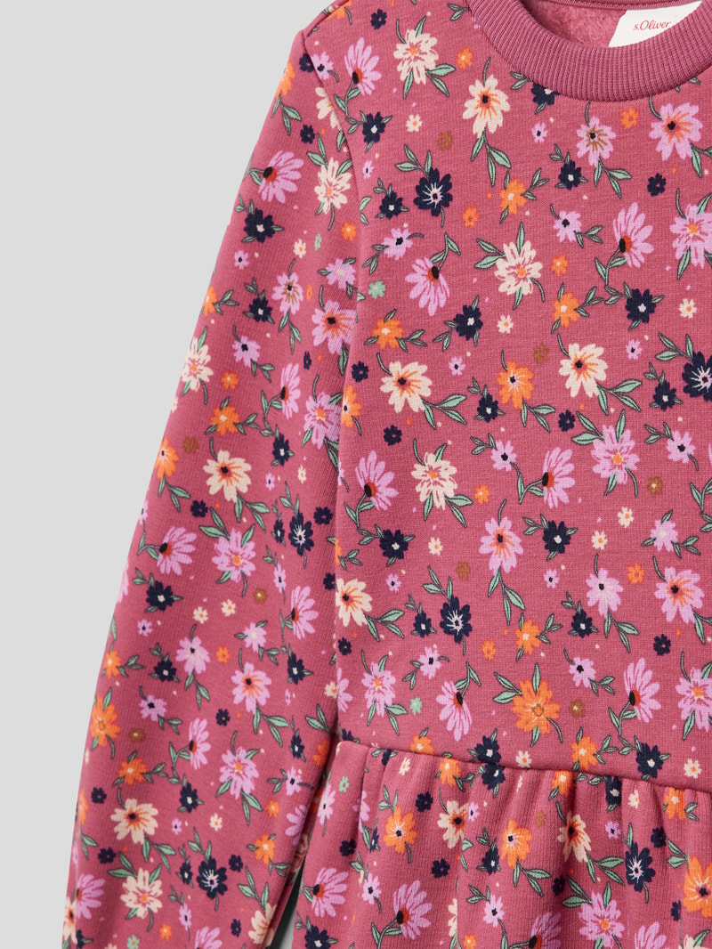 Kleid mit floralem Muster in fuchsia