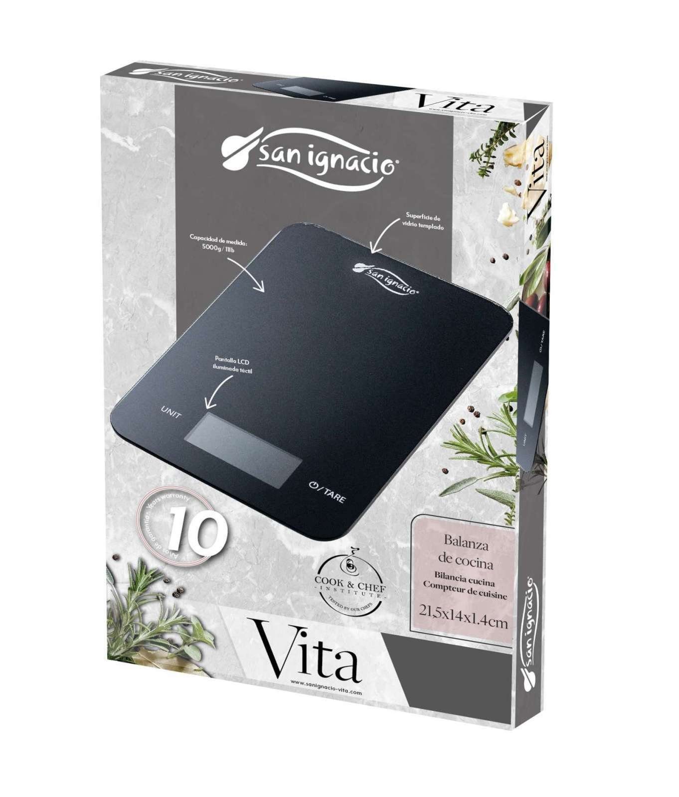 San Ingnacio Küchenwaage San Ignacio VITA digitale Küchenwaage Tara-Funktion SG-9101 schwarz