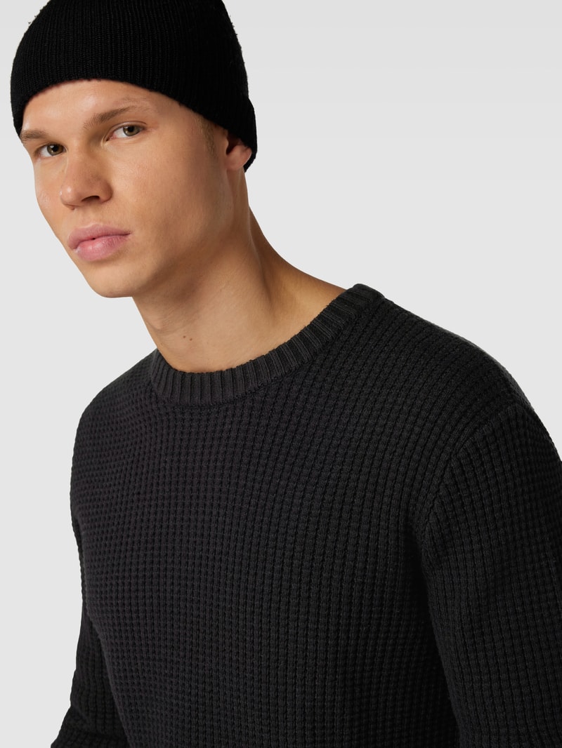 Strickpullover mit Strukturmuster in schwarz