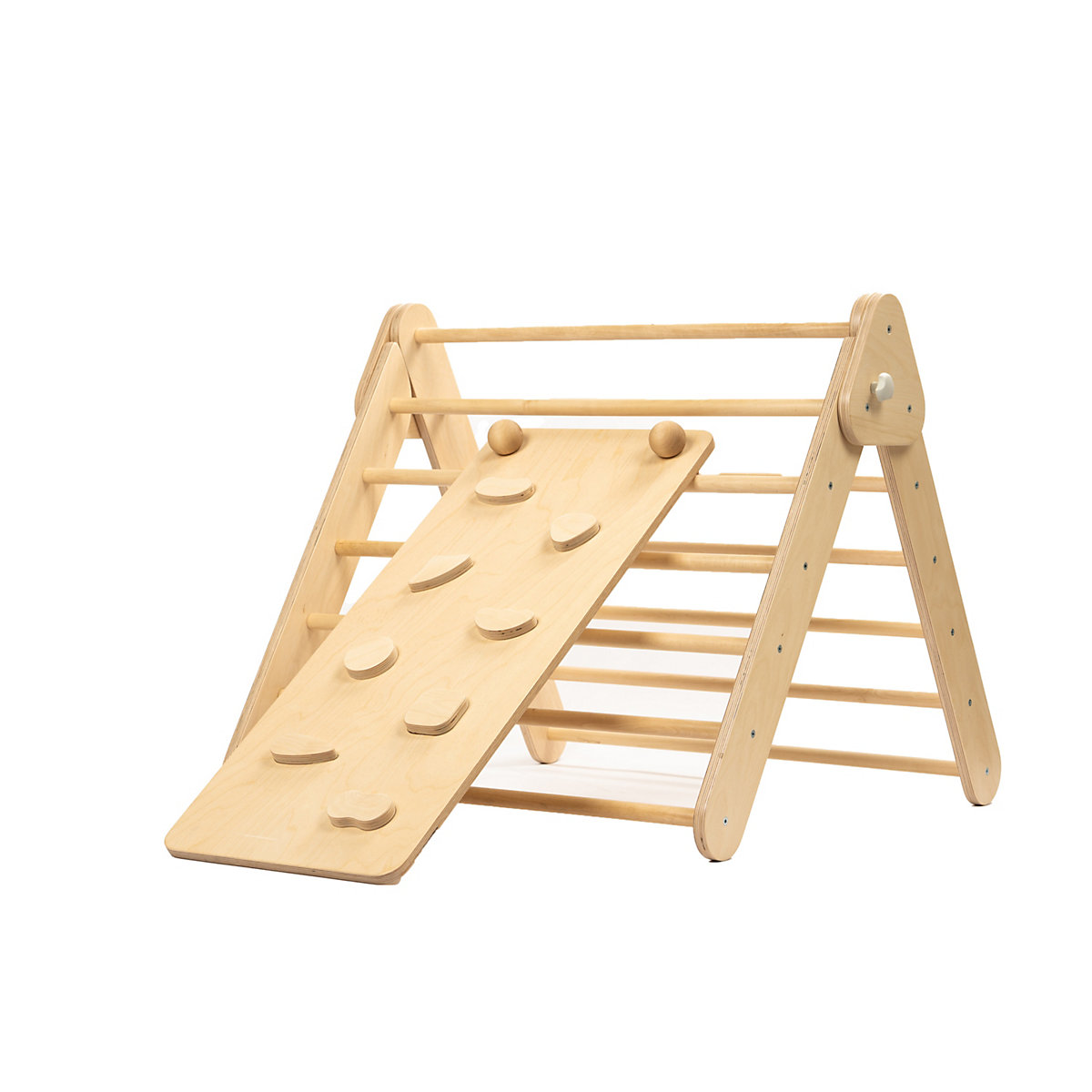Klettergerüst mit Rampe und Rutsche Indoor, Kletterdreieck aus Holz, Klettern Innnen Kleinkind