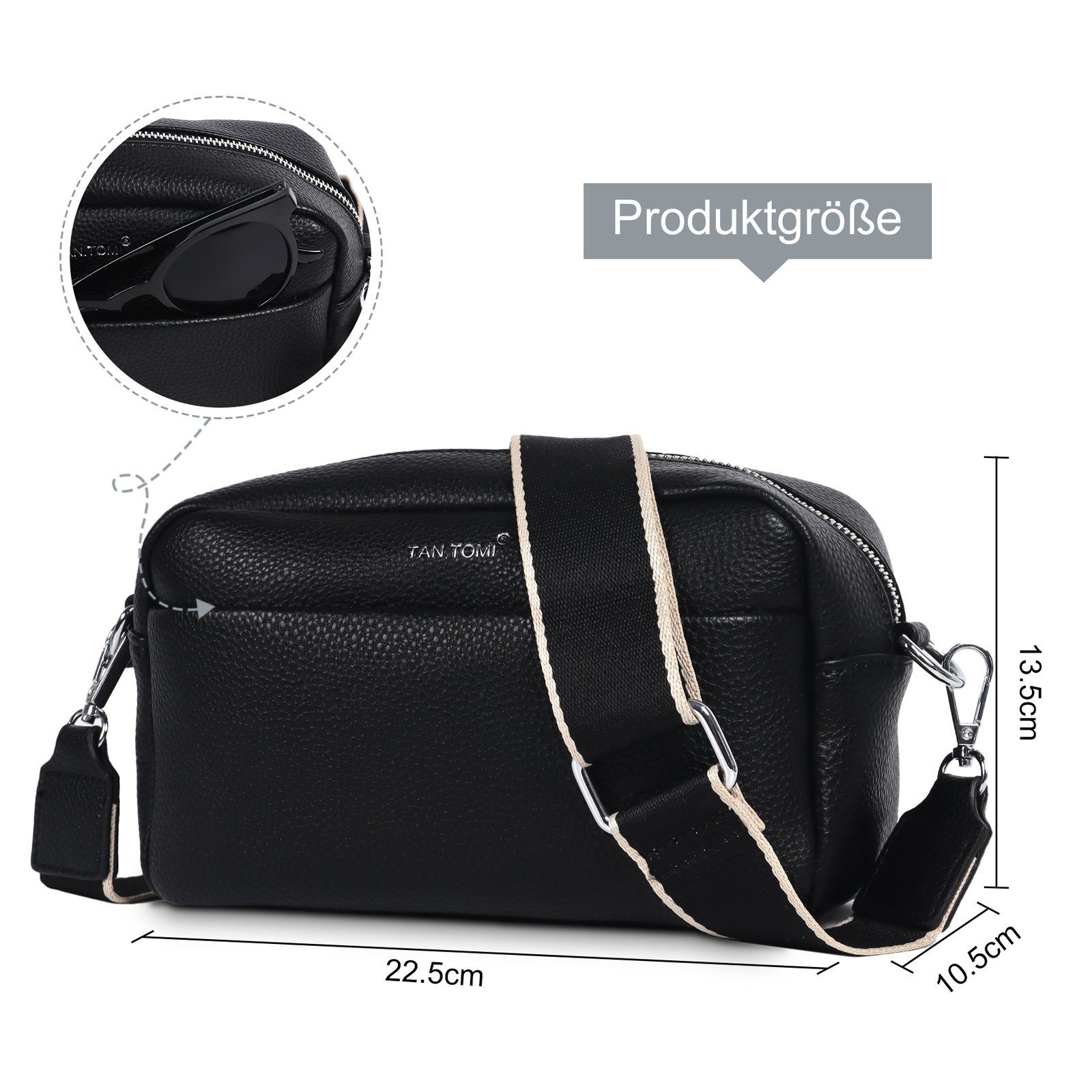 TAN.TOMI Schultertasche Damen Kleine Umhängetaschen, Handtasche mit abnehmbarem Schultergurt
