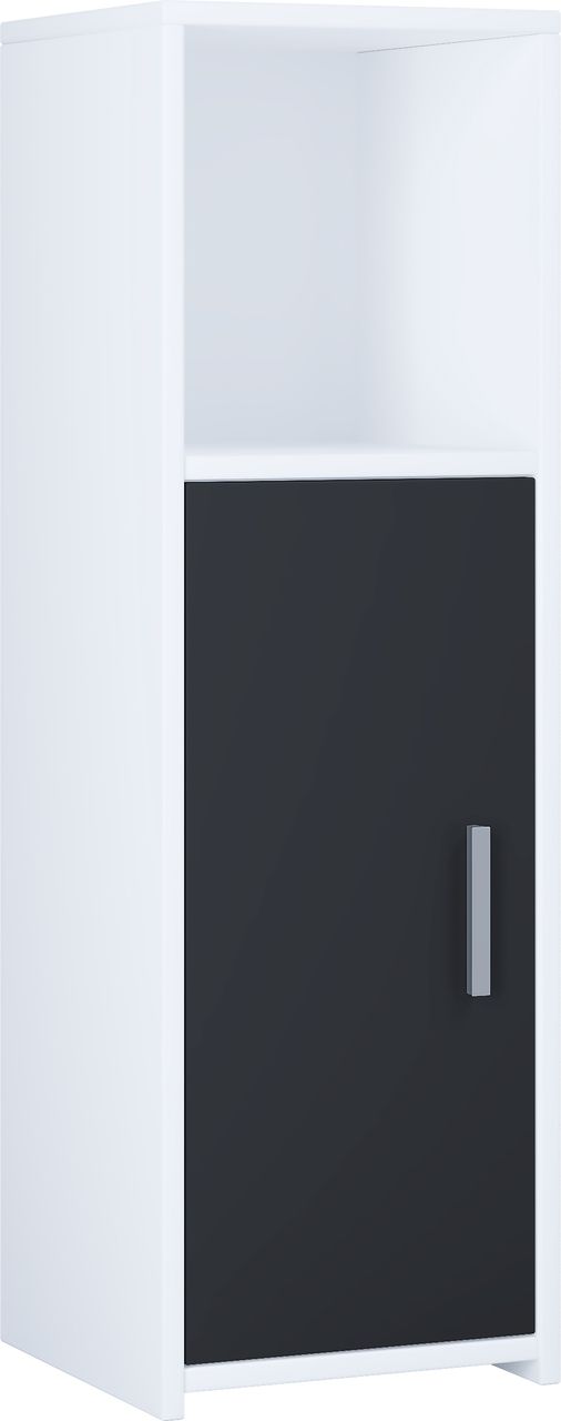 VCM Midischrank mit Drehtüre und 2 Fächer Zalo L Weiß/Schwarz