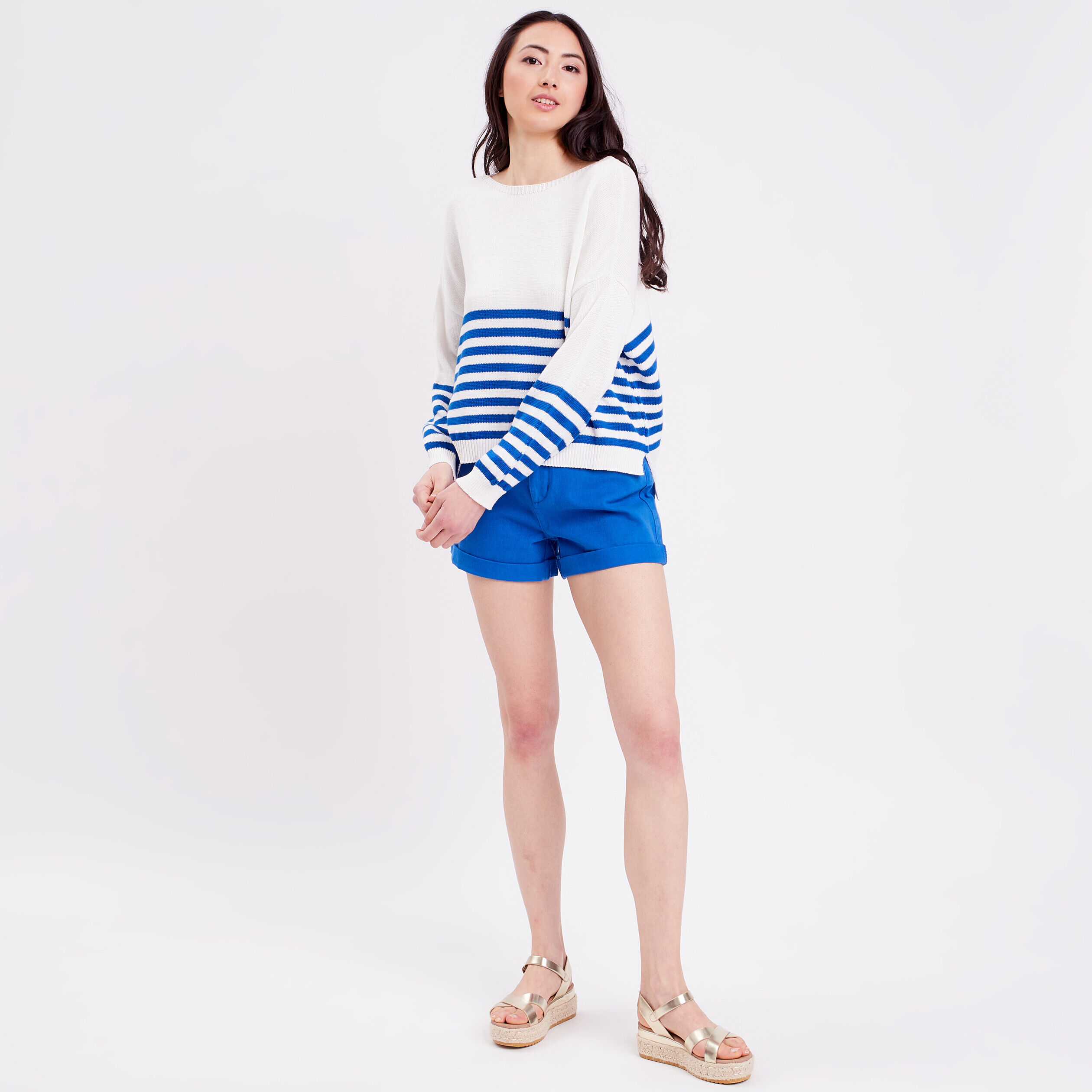 Pull manches longues bleu marine femme | Cache Cache