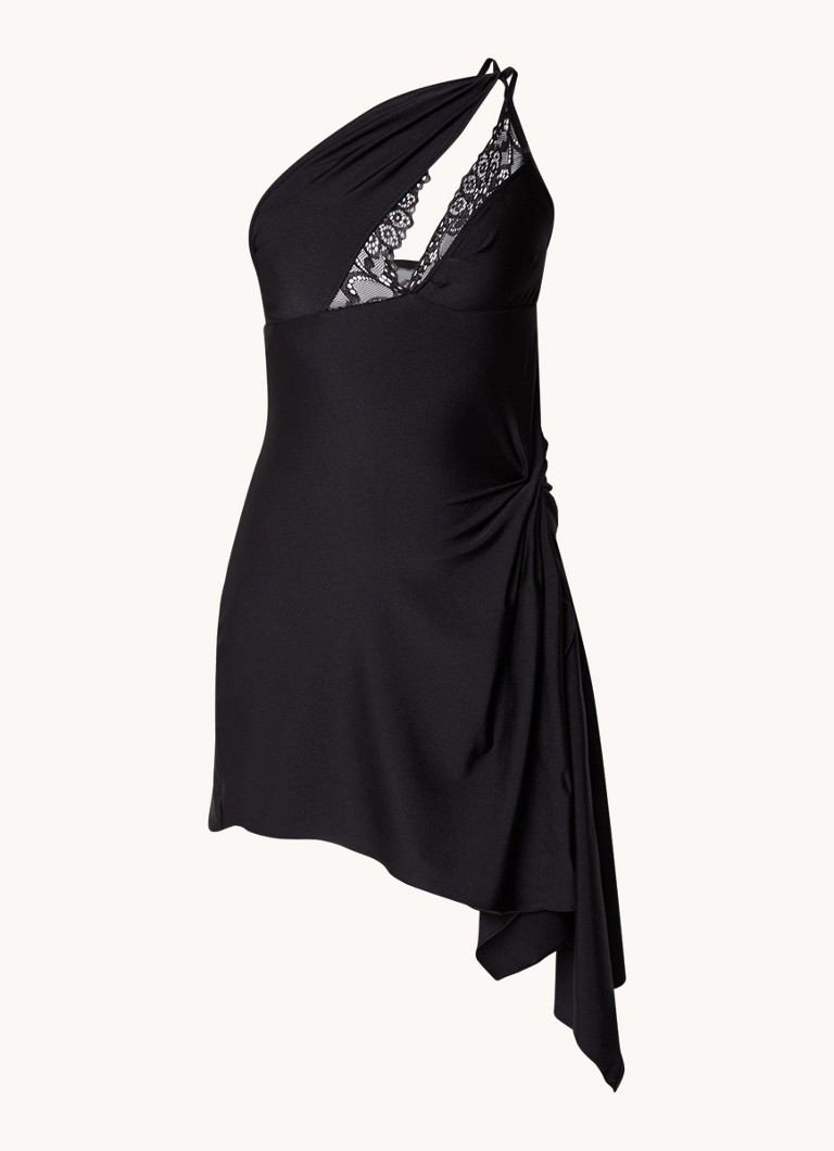 Coperni Asymmetrical mini dress with lace and cut-out detail