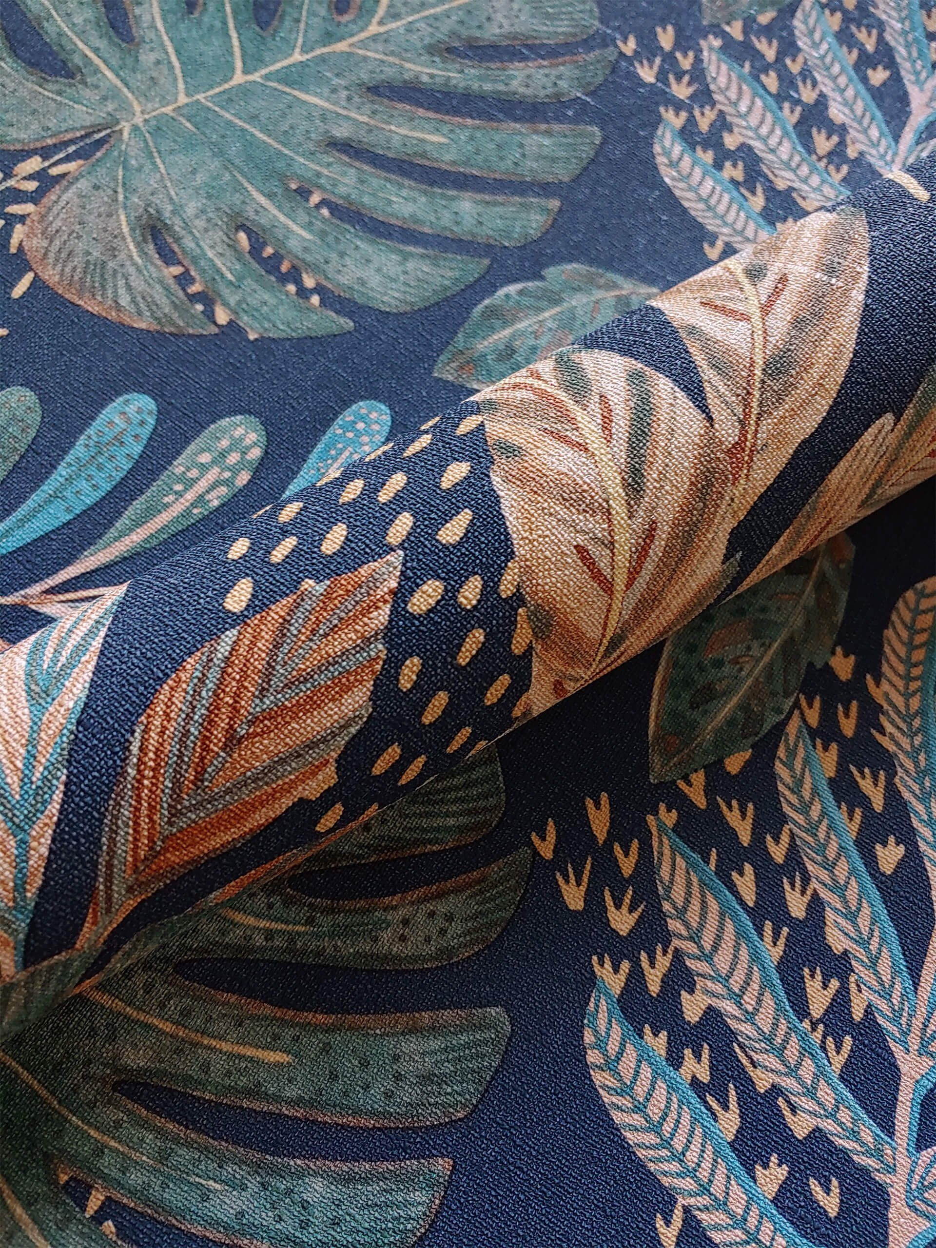 Newroom Vliestapete, Blau Tapete Tropisch Dschungel - Dschungeltapete Grafisch Bunt Floral Modern Blätter Blumen für Wohnzimmer Schlafzimmer Küche
