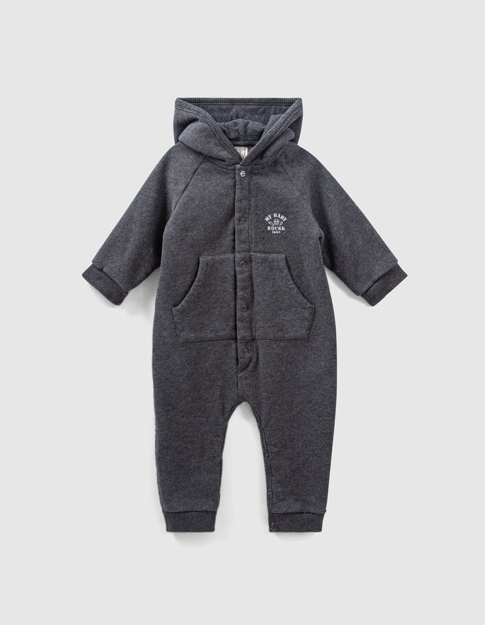Combinaison grise à capuche-lunettes molleton bio bébé