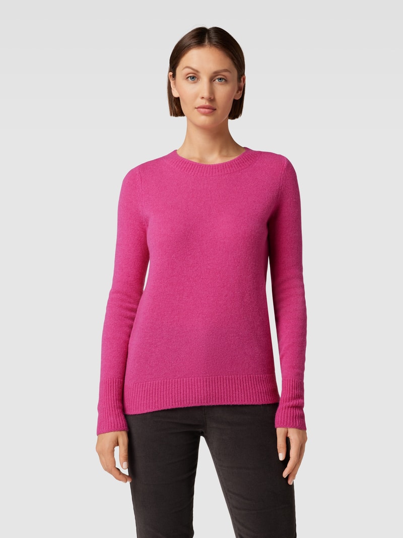 Strickpullover mit Rundhalsausschnitt in fuchsia