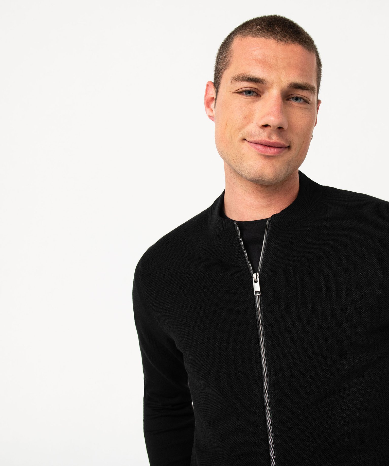 Gilet zippé en maille piquée homme noir | GEMO