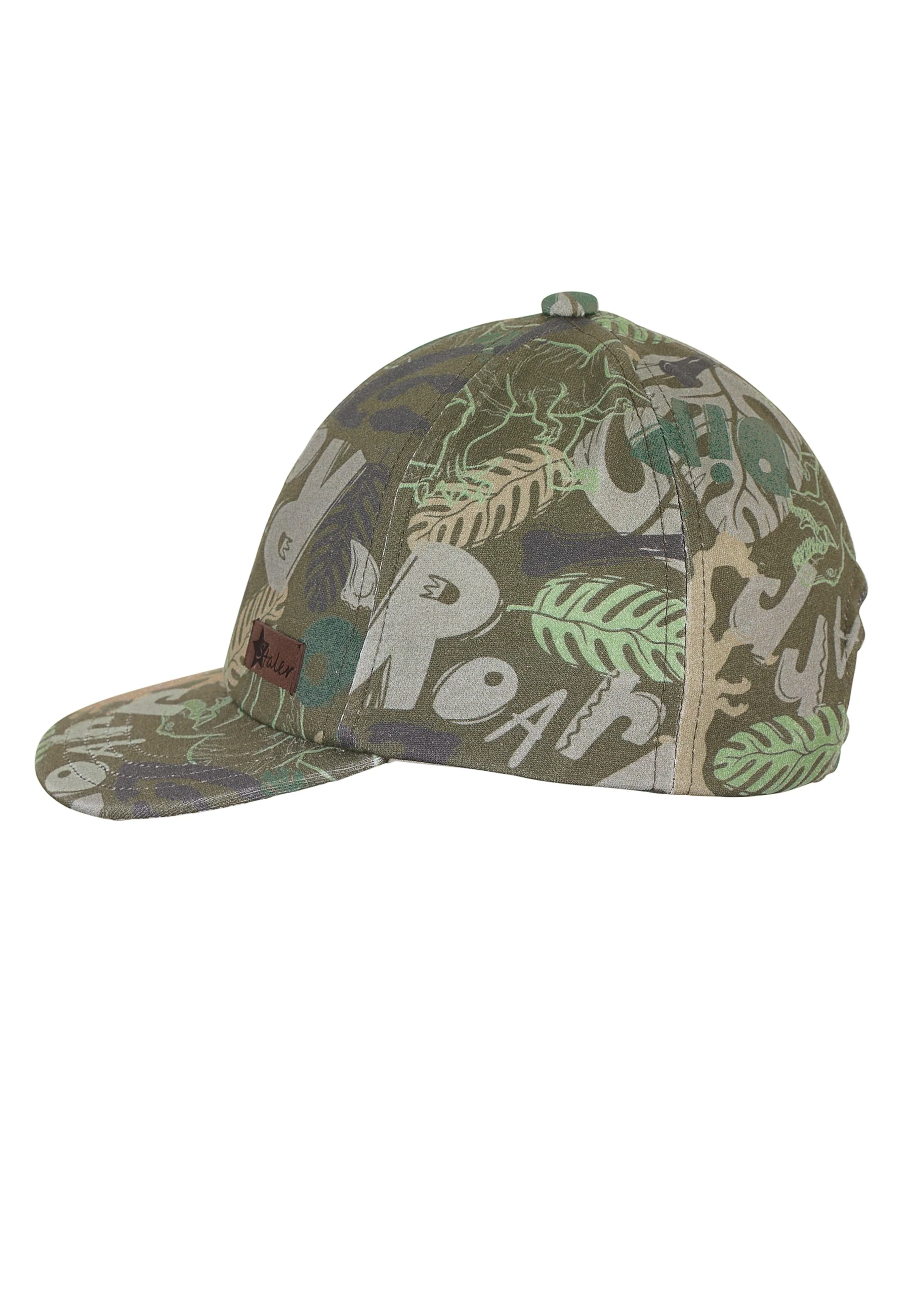 Baseball-Cap Jersey grün mit allover Dinosaurier