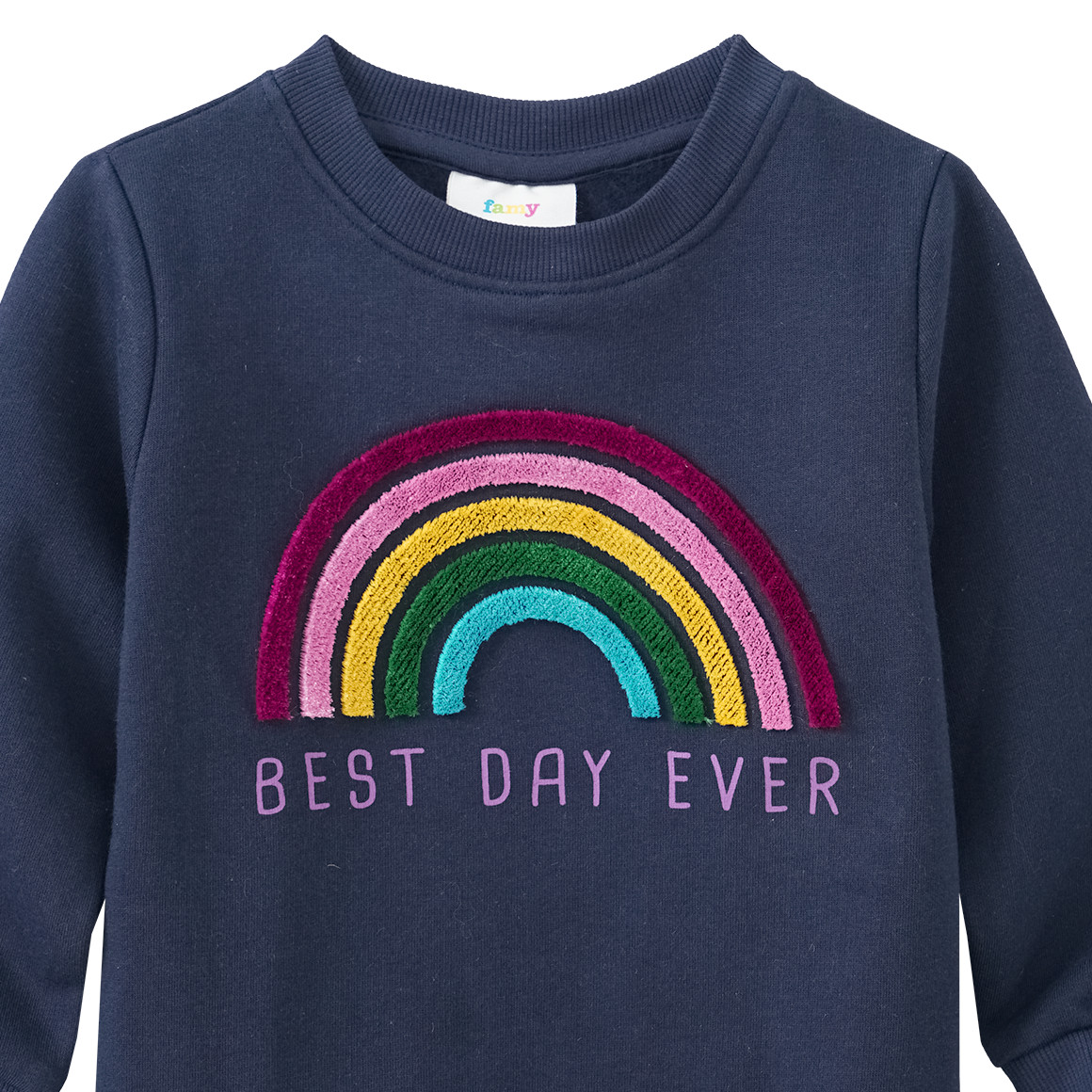 Mädchen Sweatshirt mit Regenbogen-Applikation