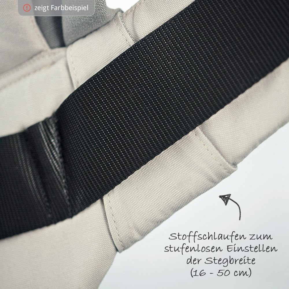 manduca Babytrage XT Cotton - Denimpowder Toffee, Kindertrage Bauchtrage Rückentrage für Babys & Kleinkinder bis 20 kg