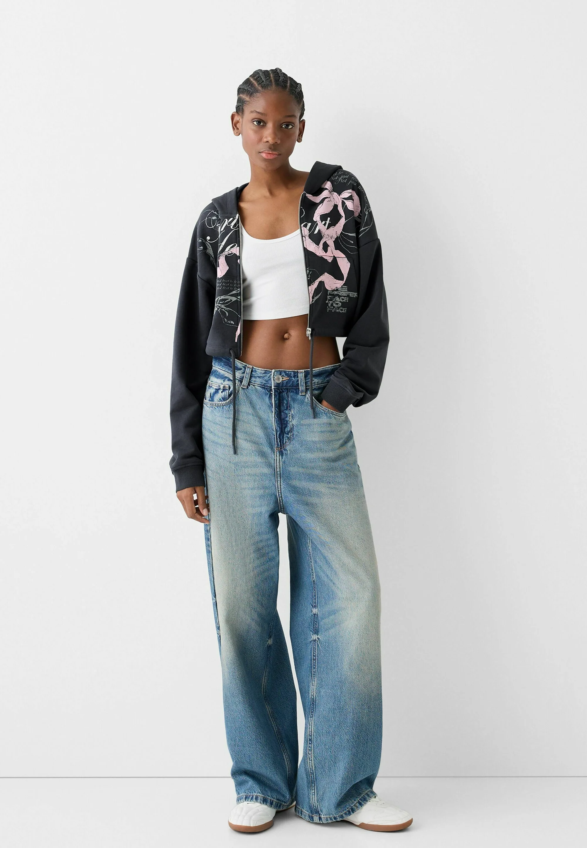 Bershka ESTAMPADO - Sudadera con cremallera