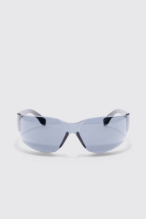 Rahmenlose Plastik-Sonnenbrille in Schwarz