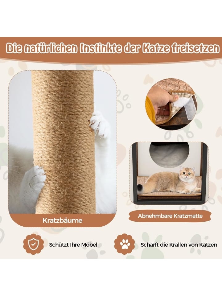 COSTWAY 3 in 1 Katzenhaus Beistelltisch in Braun günstig kaufen onesize