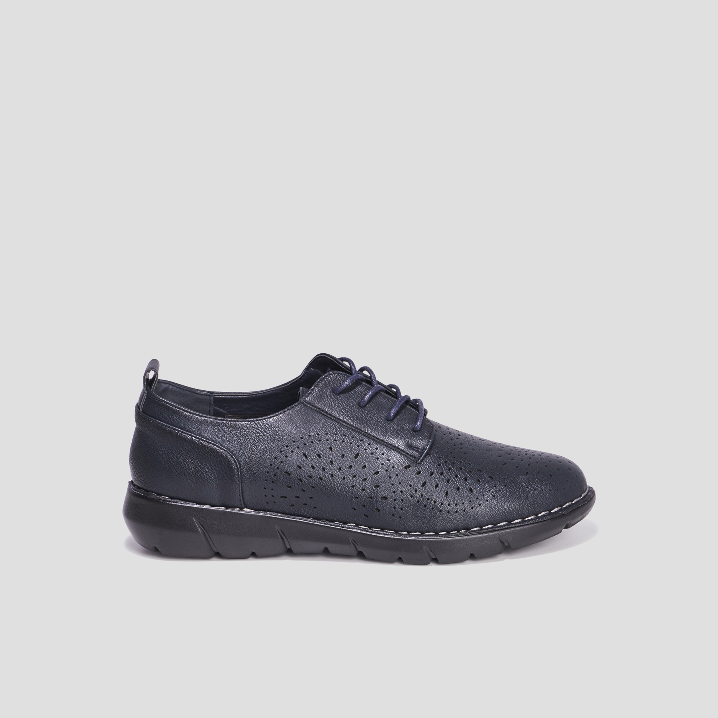 Derbies à lacets compensées bleu marine femme | La Halle