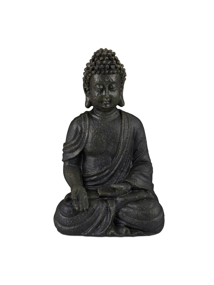 relaxdays Buddha Figur in Dunkelgrau - (H)18 cm günstig kaufen onesize