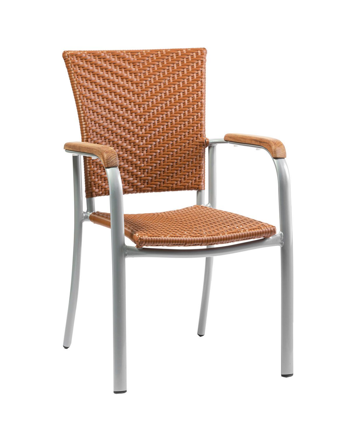 Konway Stapelstuhl ARUBA (4 St), 4x KONWAY® ARUBA Stapelsessel Braun Premium Polyrattan Sessel
