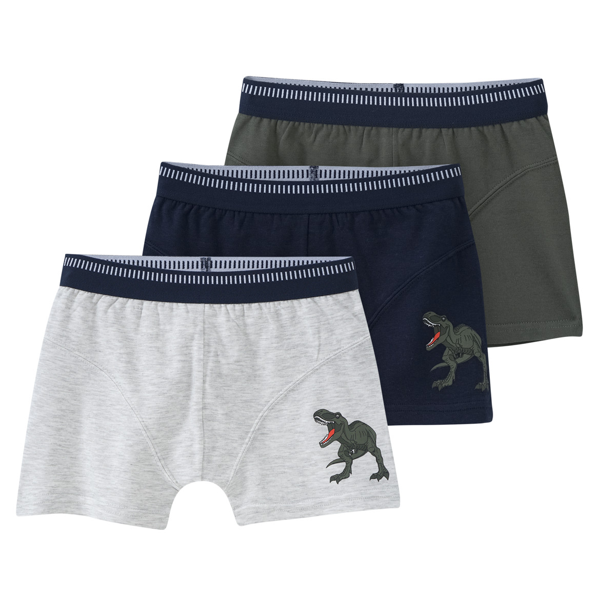 3 Jungen Boxer mit Dino-Motiven