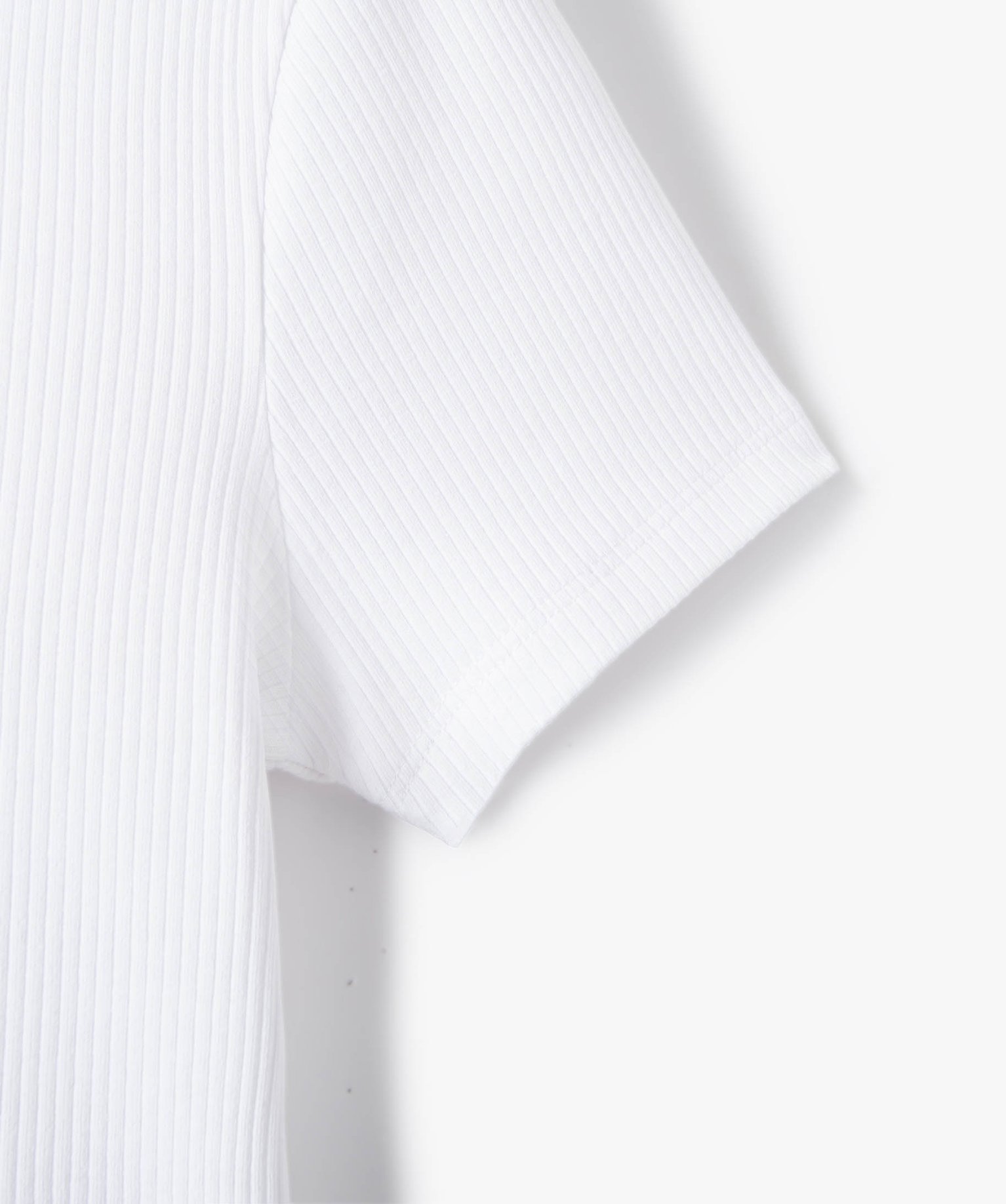 Tee-shirt fille en maille ctelée à manches courtes blanc | GEMO