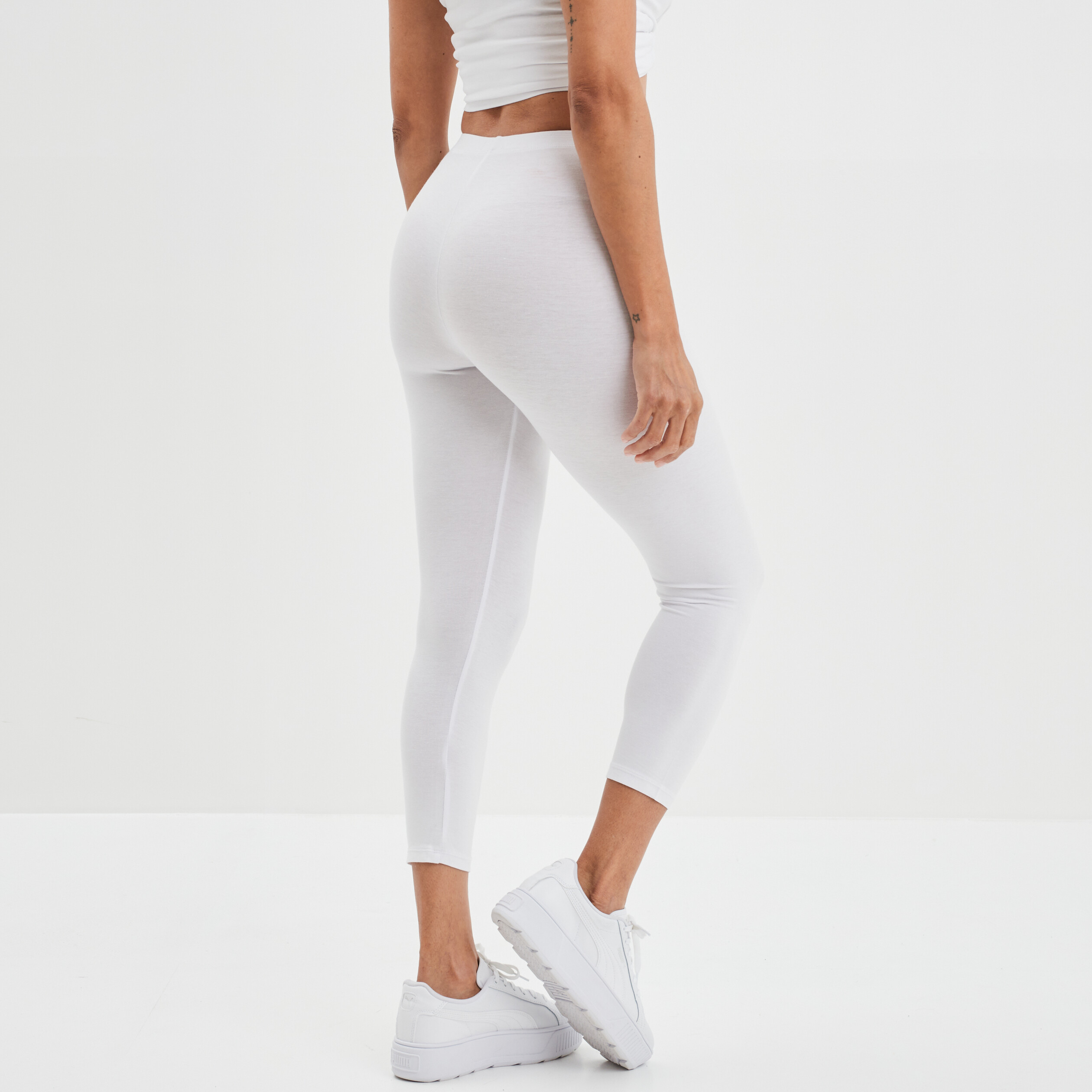 Legging élastiqué 7 8ème blanc femme | La Halle