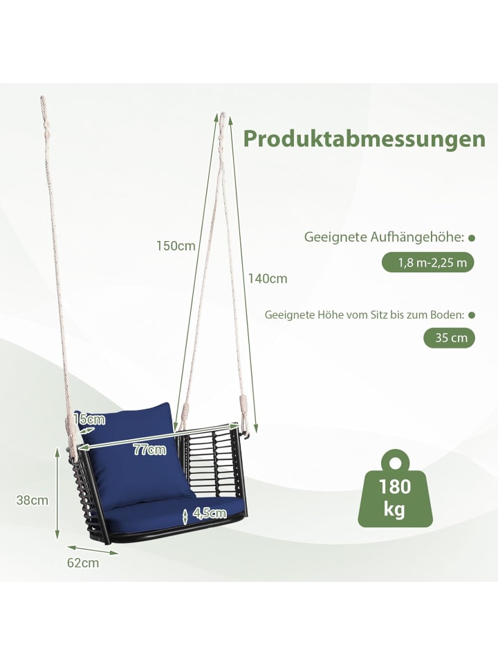 COSTWAY Hängesessel 180kg belastbar in Grau günstig kaufen onesize