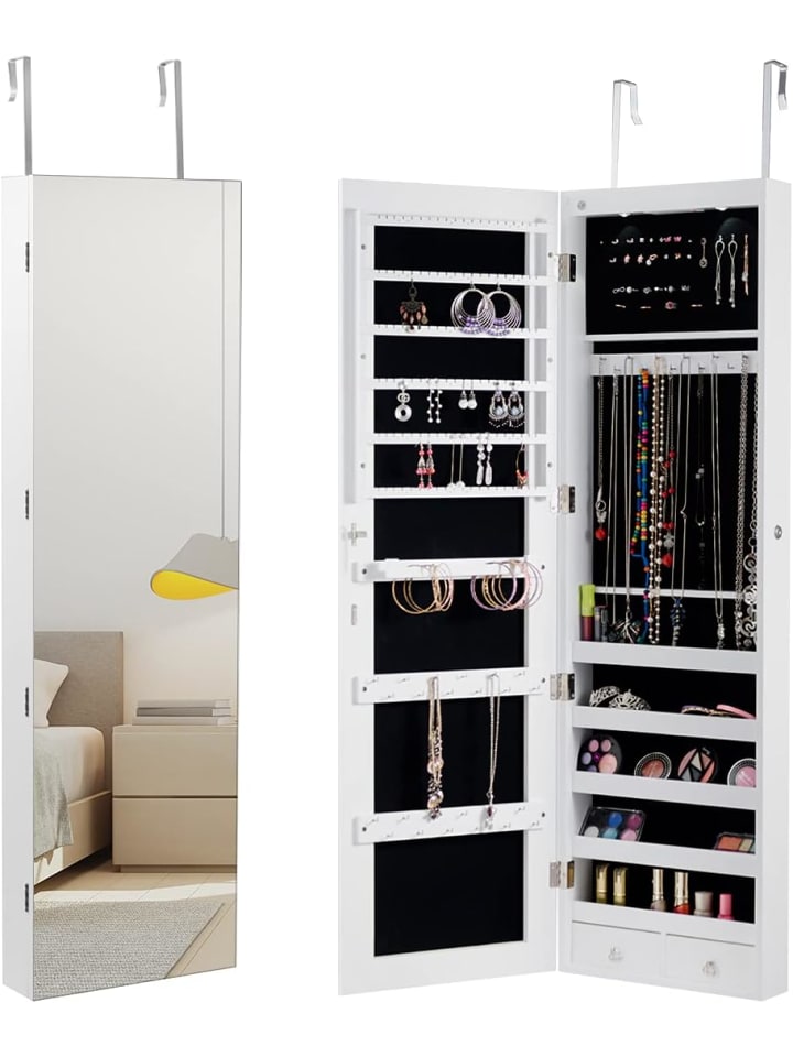 COSTWAY Schmuckschrank mit LED in Weiß günstig kaufen 120 cm
