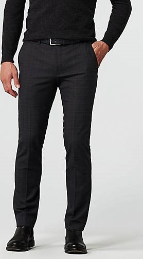 MEYER Chino-Hose Baumwoll-Woll Check Chino
