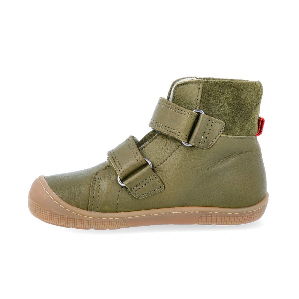 Koel4kids Emil Nappa TEX Wool Khaki T003.102-350 mit Wolle gefütterte Barfuß-Stiefeletten