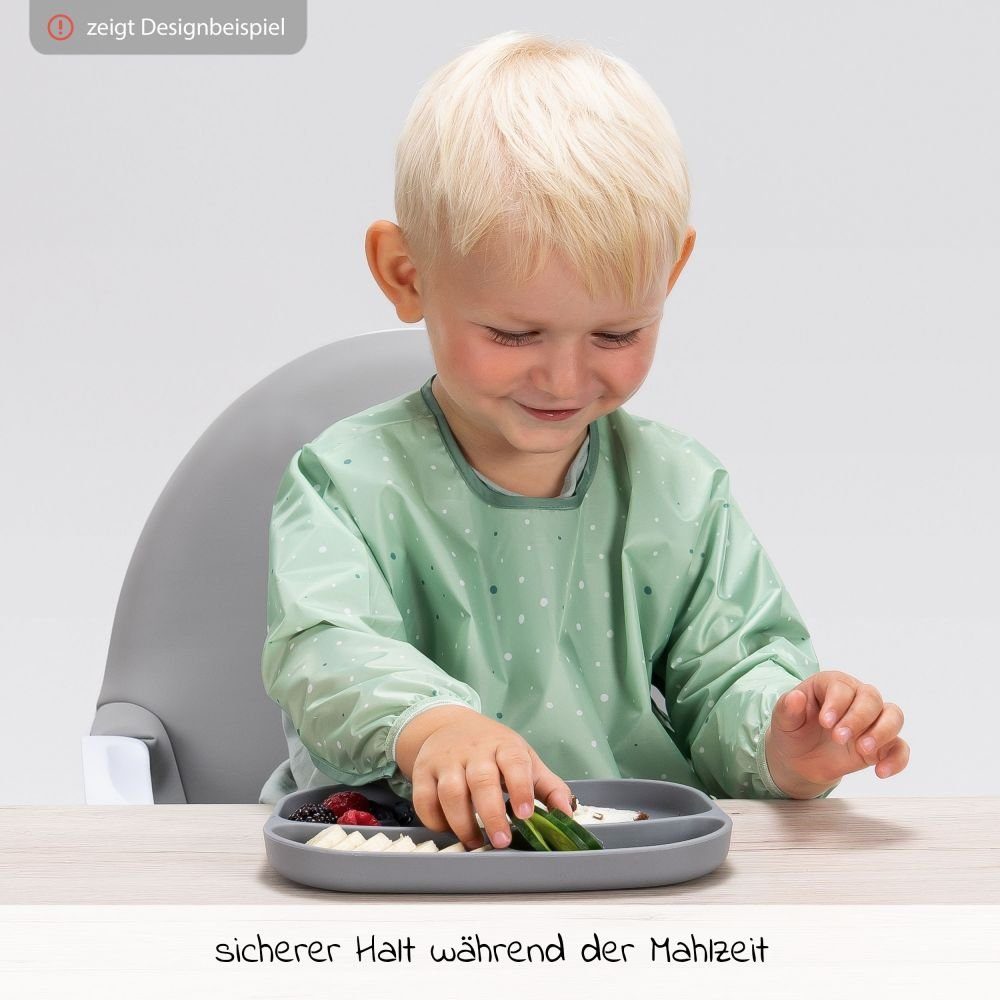 MiaMia Lätzchen Grün, (3-St), Baby Ärmellätzchen 3er Pack mit Auffangschale & Klettverschluss
