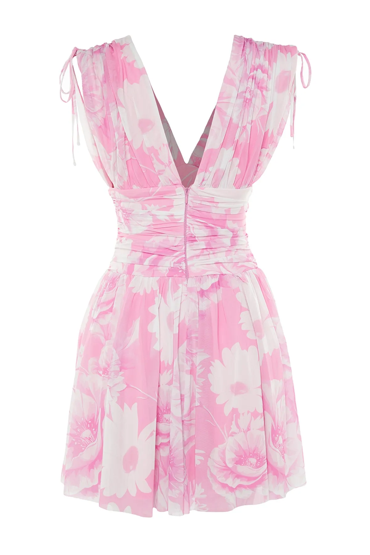 Trendyol Collection  Mehrfarbiges rosafarbenes Abendkleid mit Blumenmuster TPRSS23EL00208