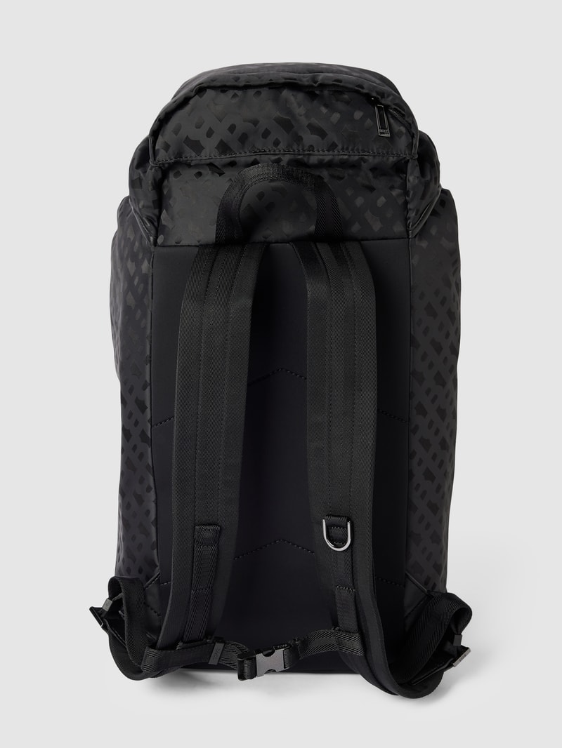 Rucksack mit Allover-Logo Modell 'Bradley' in schwarz
