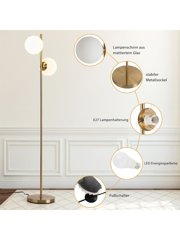 COSTWAY Stehlampe 2-flammig E27 in Gold günstig kaufen onesize