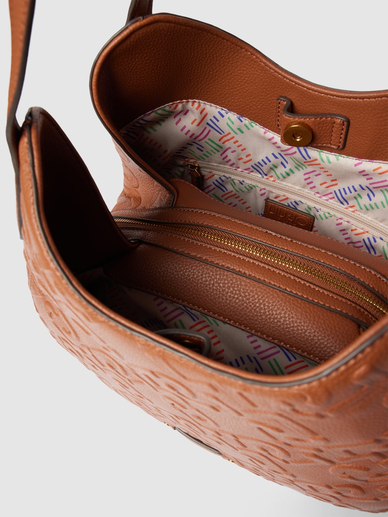 Hobo Bag mit Label-Details Modell 'ADONIDE' in cognac
