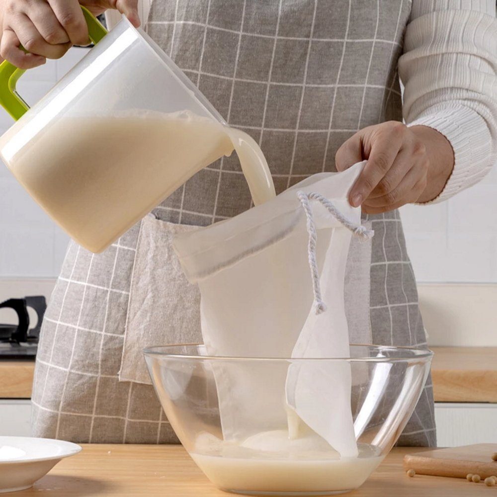 MAVURA Passiersieb Hanf Nussmilchbeutel Passiertücher Filtertücher Nussbeutel Milchbeutel Filter Tücher Abseihtuch für Mandelmilch Reismilch Hafermilch Käse Saft Kaffee [2er Set]