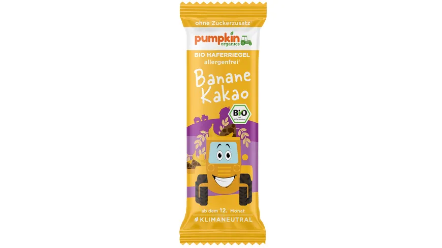 pumpkin organics Bio Haferriegel mit Banane & Kakao 20 g